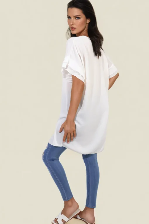 White Lucille Ruffled Sleeve Mini Dress<IKRUSH Hot