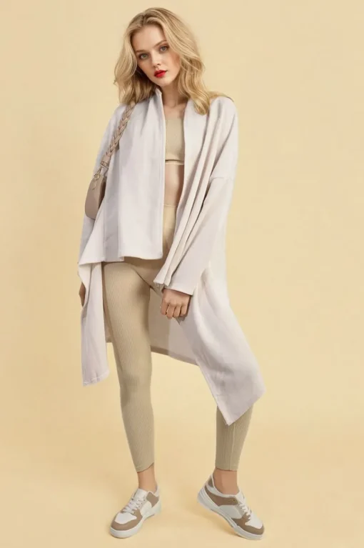 White Lydia Open Front Long Back Knitted Cardigan<IKRUSH Best