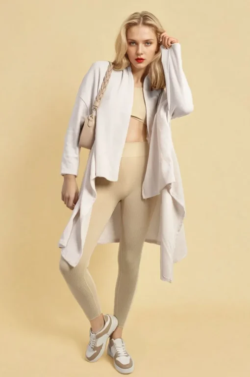 White Lydia Open Front Long Back Knitted Cardigan<IKRUSH Best