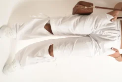 White Mandy Knee Cut Out Cargo Trouser<IKRUSH New