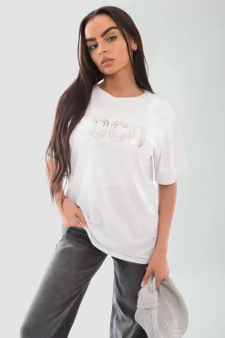 White Mara Coco Paris Slogan Short Sleeve Top<IKRUSH Clearance