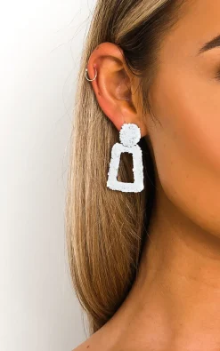 White May Statement Mini Drop Earrings<IKRUSH Fashion