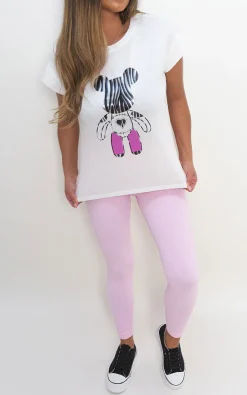 White Merryn Short Sleeve Bear Print Top<IKRUSH Clearance