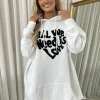 White Miranda All We Need Is Love Oversized Hoodie<IKRUSH Sale