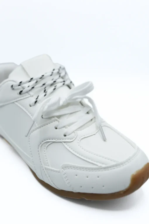 White Molly Double Contrast Lace Up Flat Trainers<IKRUSH Fashion