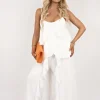 White Nayeli Layered Cami Top with Asymmetric Hem<IKRUSH Fashion