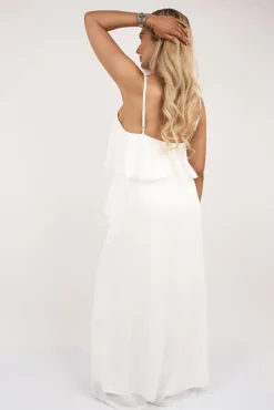 White Nayeli Layered Cami Top with Asymmetric Hem<IKRUSH Fashion