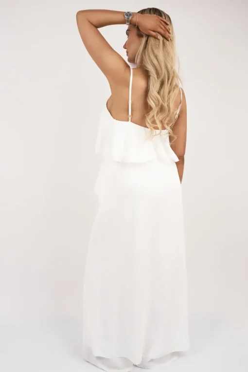 White Nayeli Layered Cami Top with Asymmetric Hem<IKRUSH Fashion