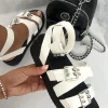 White Nora Multi Strap Ankle Buckle Chunky Sandals<IKRUSH Best