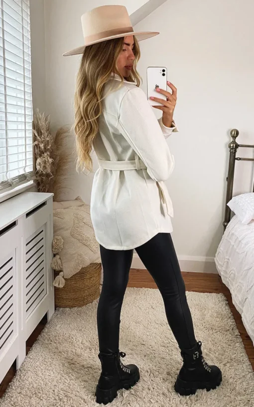 White Quinn Belted Shacket<IKRUSH Clearance