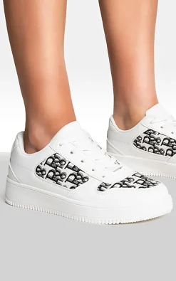 White Raina Lace Up Platform Trainers<IKRUSH Clearance