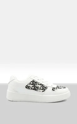 White Raina Lace Up Platform Trainers<IKRUSH Clearance