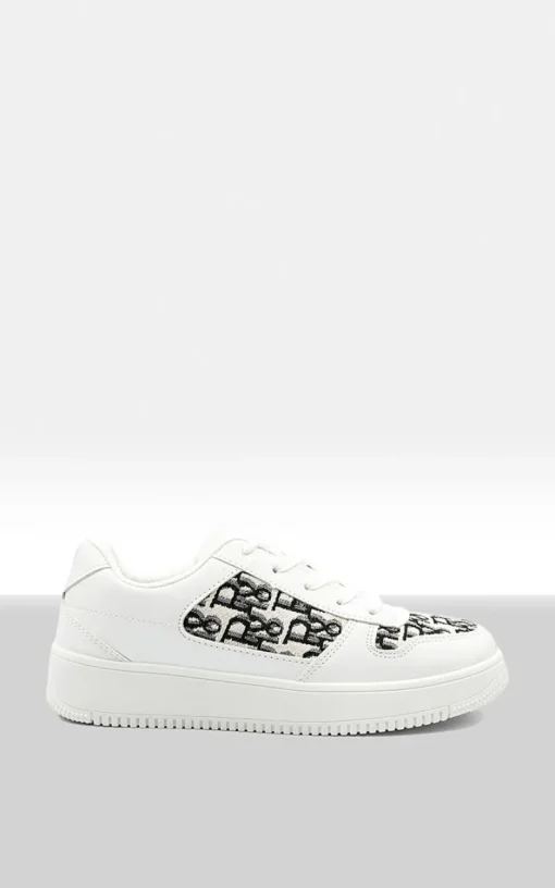 White Raina Lace Up Platform Trainers<IKRUSH Clearance