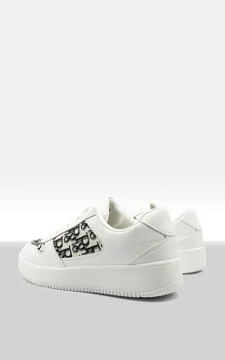 White Raina Lace Up Platform Trainers<IKRUSH Clearance