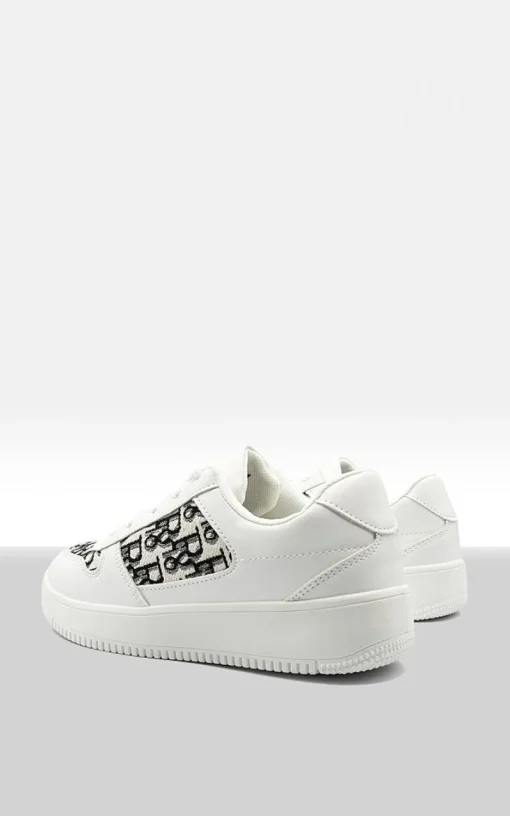 White Raina Lace Up Platform Trainers<IKRUSH Clearance