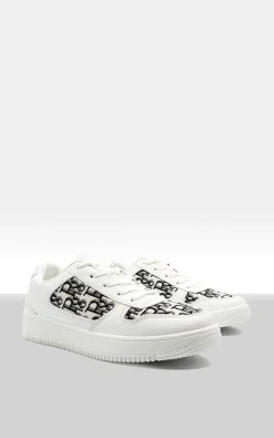 White Raina Lace Up Platform Trainers<IKRUSH Clearance