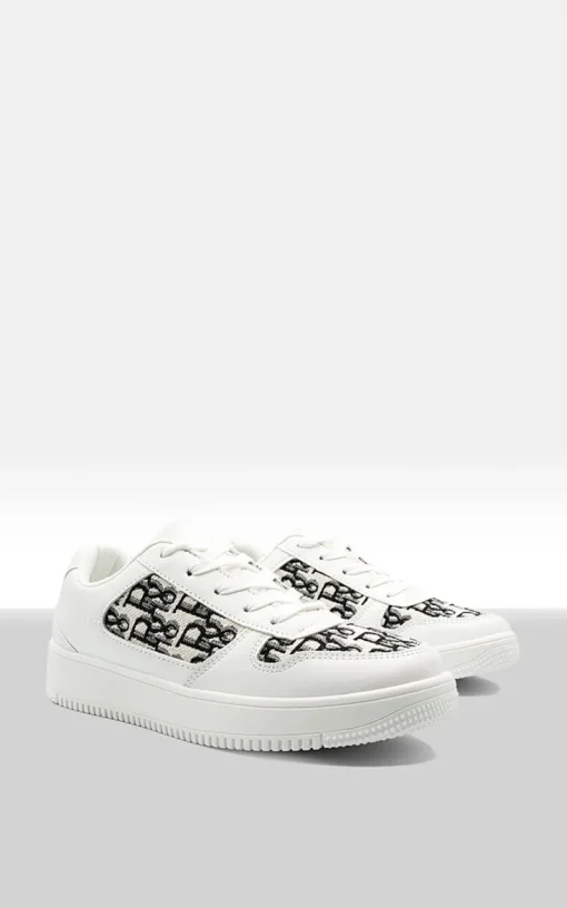 White Raina Lace Up Platform Trainers<IKRUSH Clearance
