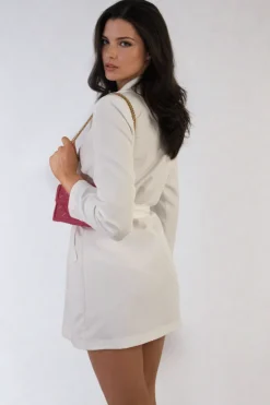 White Raven Oversized Waist Tie Button Detail Blazer Jacket<IKRUSH Online
