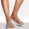 White Reya Embellished Asymmetrical Strap Flat Sandals<IKRUSH Outlet
