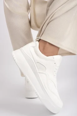 White Romi Faux Leather Chunky Platform Trainers<IKRUSH Sale