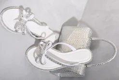 White Stella Embellished Bow Detail Sandals<IKRUSH Best