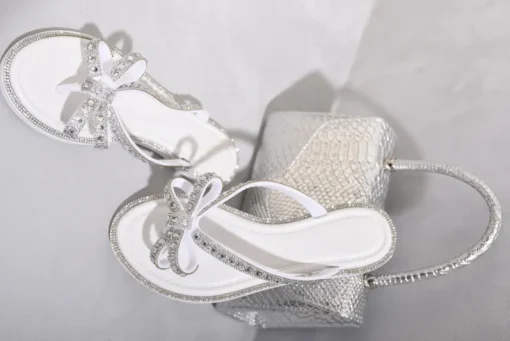 White Stella Embellished Bow Detail Sandals<IKRUSH Best