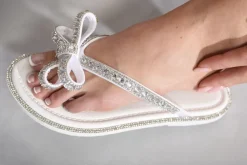 White Stella Embellished Bow Detail Sandals<IKRUSH Best