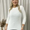 White Stella Fitted Long Sleeve Fluffy Knitted Top<IKRUSH Discount