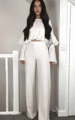 White Tessy Frill Shift Dress<IKRUSH Sale