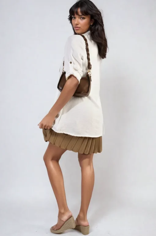 White Vivian Open Front Roll Up Sleeve Cardigan<IKRUSH Online