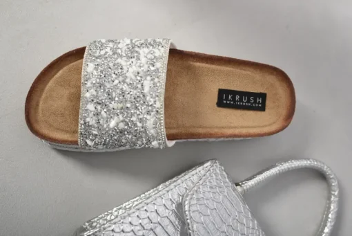 White Zayla Chunky Embellished Stone Platform Sandals<IKRUSH Online