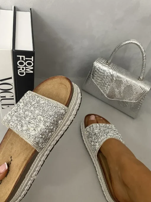 White Zayla Chunky Embellished Stone Platform Sandals<IKRUSH Online