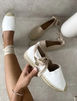White Zoey Tie Leg Espadrille Sandals<IKRUSH Clearance
