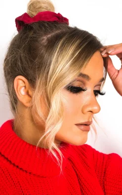 Wine Fifi Corduroy Hair Scrunchie<IKRUSH Outlet