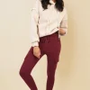 Wine Isabel Drawstring Waist Cargo Trouser<IKRUSH Online