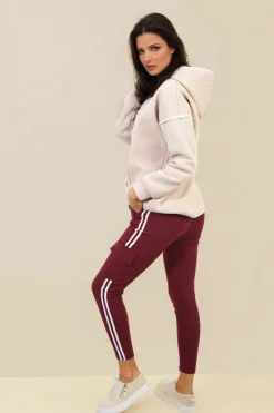 Wine Isabel Drawstring Waist Cargo Trouser<IKRUSH Online