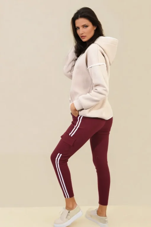 Wine Isabel Drawstring Waist Cargo Trouser<IKRUSH Online