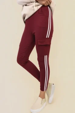 Wine Isabel Drawstring Waist Cargo Trouser<IKRUSH Online