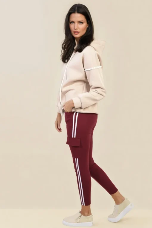 Wine Isabel Drawstring Waist Cargo Trouser<IKRUSH Online