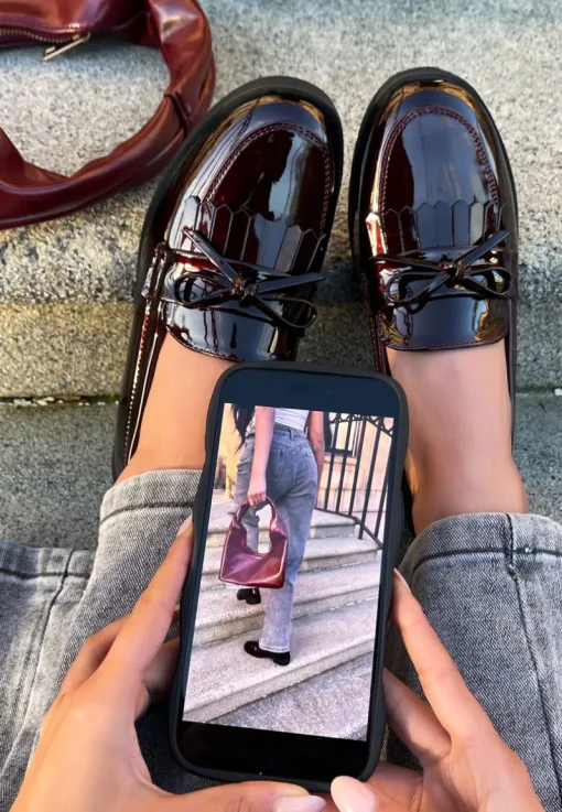 Wine Janelle Bow Detail Flatform Slip On Loafer Shoes<IKRUSH Sale