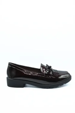 Wine Janelle Bow Detail Flatform Slip On Loafer Shoes<IKRUSH Sale