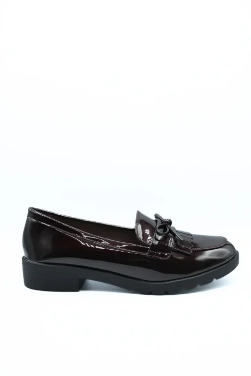 Wine Janelle Bow Detail Flatform Slip On Loafer Shoes<IKRUSH Sale