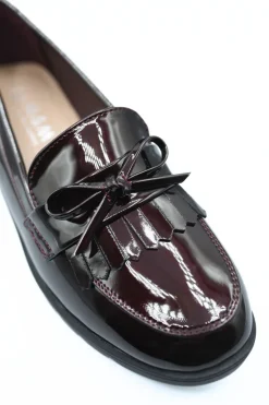 Wine Janelle Bow Detail Flatform Slip On Loafer Shoes<IKRUSH Sale