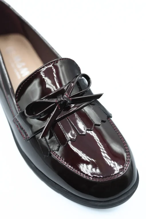 Wine Janelle Bow Detail Flatform Slip On Loafer Shoes<IKRUSH Sale