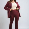 Wine Jessica High Waisted Flare Leg Trouser<IKRUSH Clearance