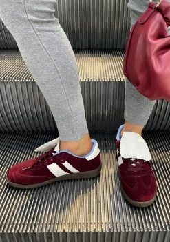 Wine Johanna Lace-Up Flip Tongue Round Toe Trainers<IKRUSH Outlet