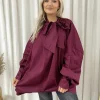 Wine Margaret Oversized Tie-Neck Top<IKRUSH Outlet