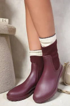Wine Marley Slip On Platform Ankle Boots<IKRUSH Sale