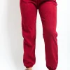 Wine Noemi High Waisted Drawstring Trouser with Pockets<IKRUSH Hot