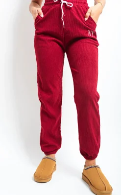 Wine Noemi High Waisted Drawstring Trouser with Pockets<IKRUSH Hot